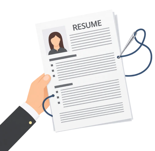 Illustration of a hand holding a résumé